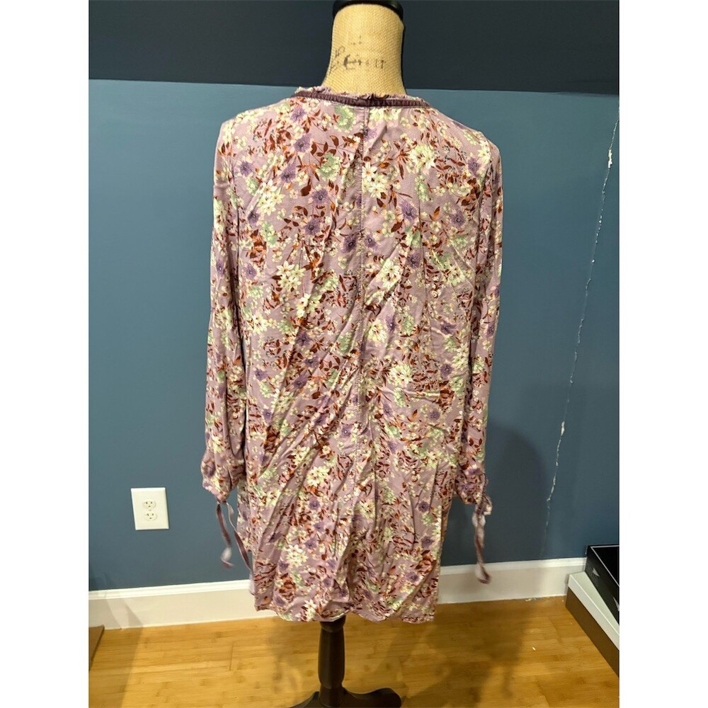 Mossimo Dress Womens Size L Purple Floral Shift Knee Length Long Sleeve - Picture 7 of 9